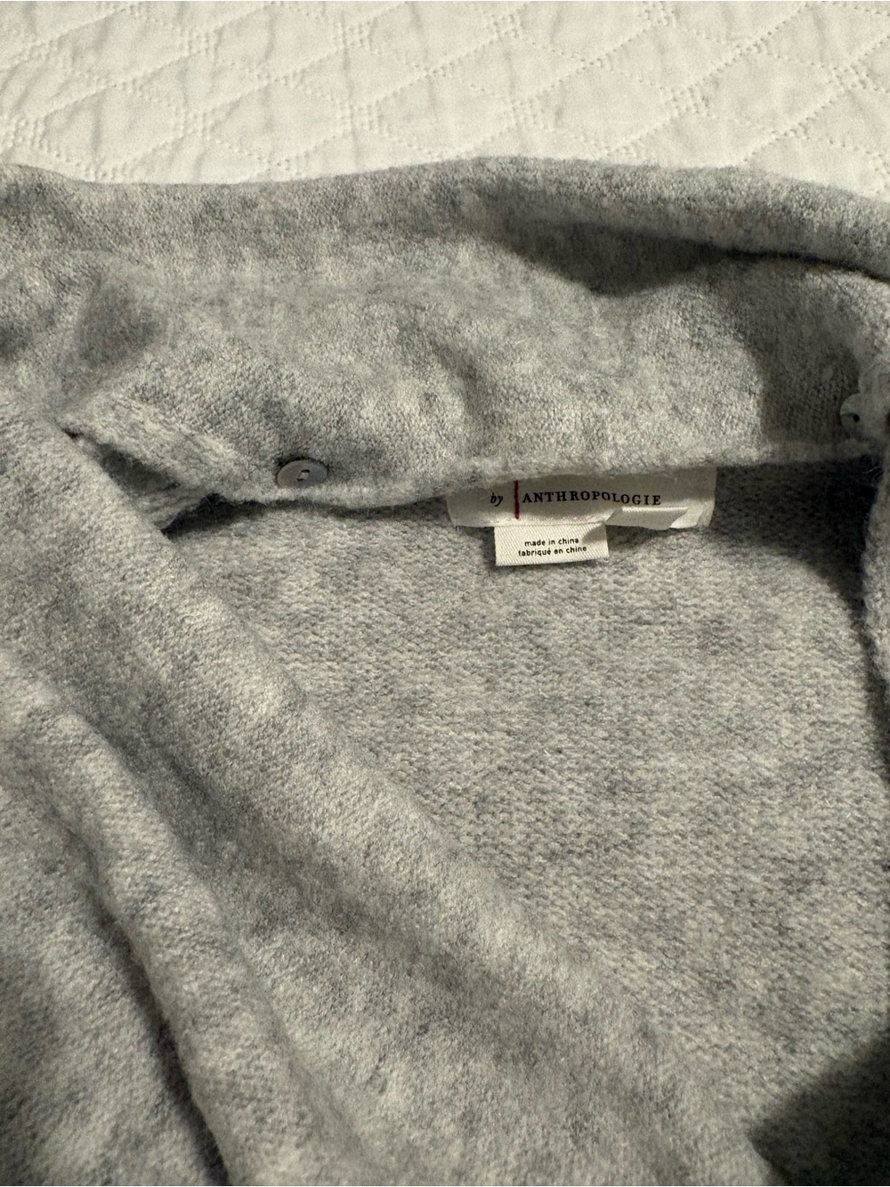 Anthropologie Grey Knit Open Front Cardigan with attachable Scarf - Picture 2 of 7